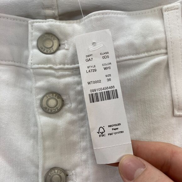 J.Crew 10" Vintage Slim Straight Jeans Women's 36 White Stretch Denim Button Fly - Picture 6 of 16